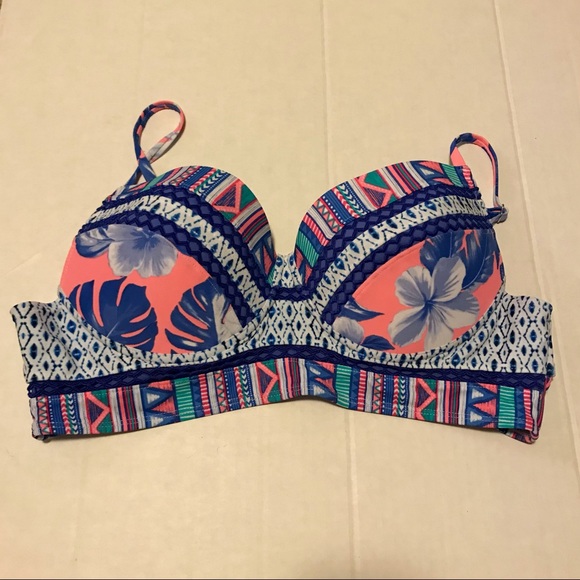 OP Other - Op Patterned floral Bikini Top Blue Coral Aztec